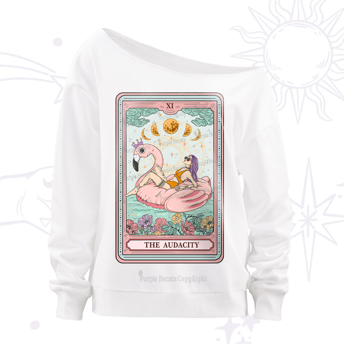Purplehecate The Vacation Audacity Tarot Off The Shoulder Sweatshirt