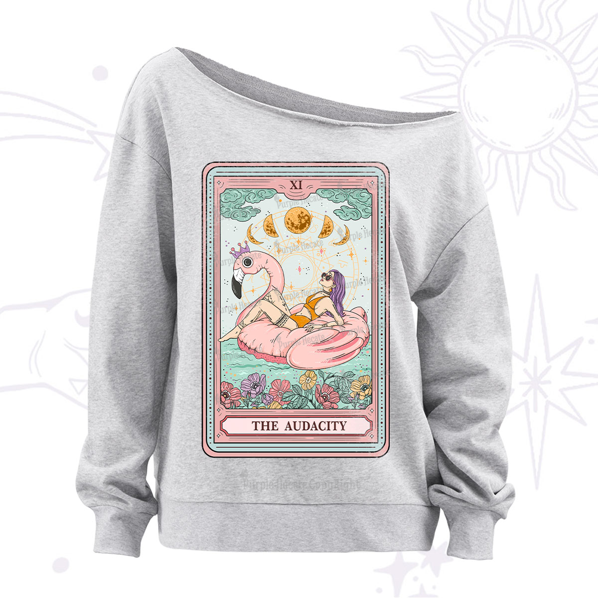 Purplehecate The Vacation Audacity Tarot Off The Shoulder Sweatshirt