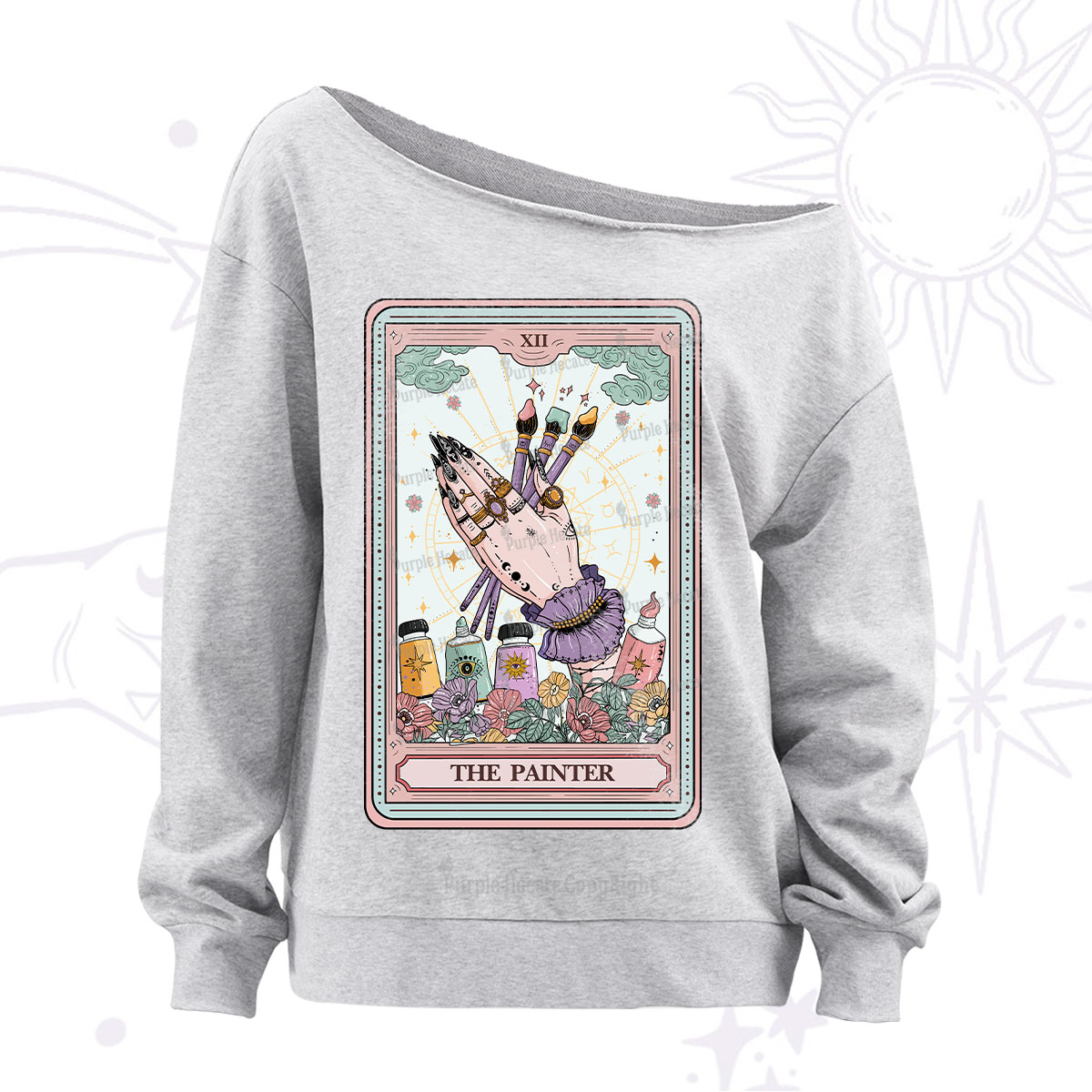 Purplehecate The Occult Painter Tarot Off The Shoulder Sweatshirt