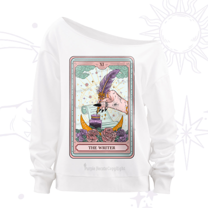Purplehecate The Writer Tarot Off The Shoulder Sweatshirt