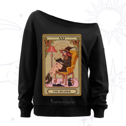 Purplehecate The Reader-Cat Mom Tarot Off The Shoulder Sweatshirt