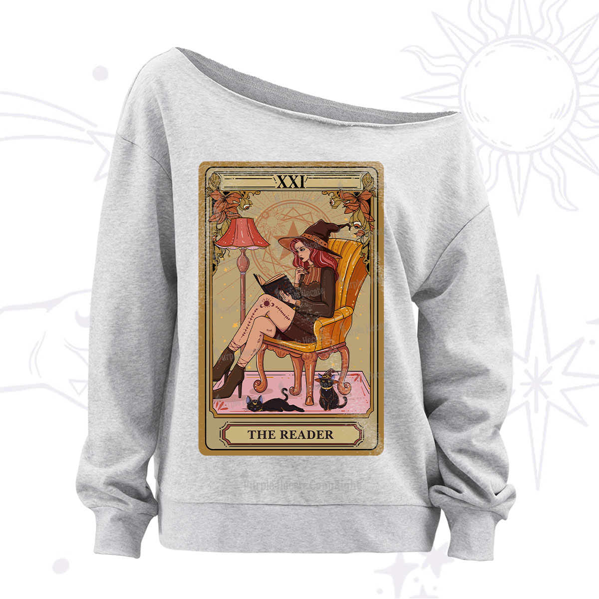 Purplehecate The Reader-Cat Mom Tarot Off The Shoulder Sweatshirt