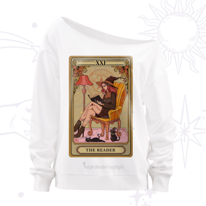 Purplehecate The Reader-Cat Mom Tarot Off The Shoulder Sweatshirt
