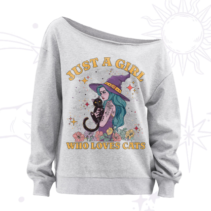Purplehecate Just A Girl Who Loves Cats Off The Shoulder Sweatshirt