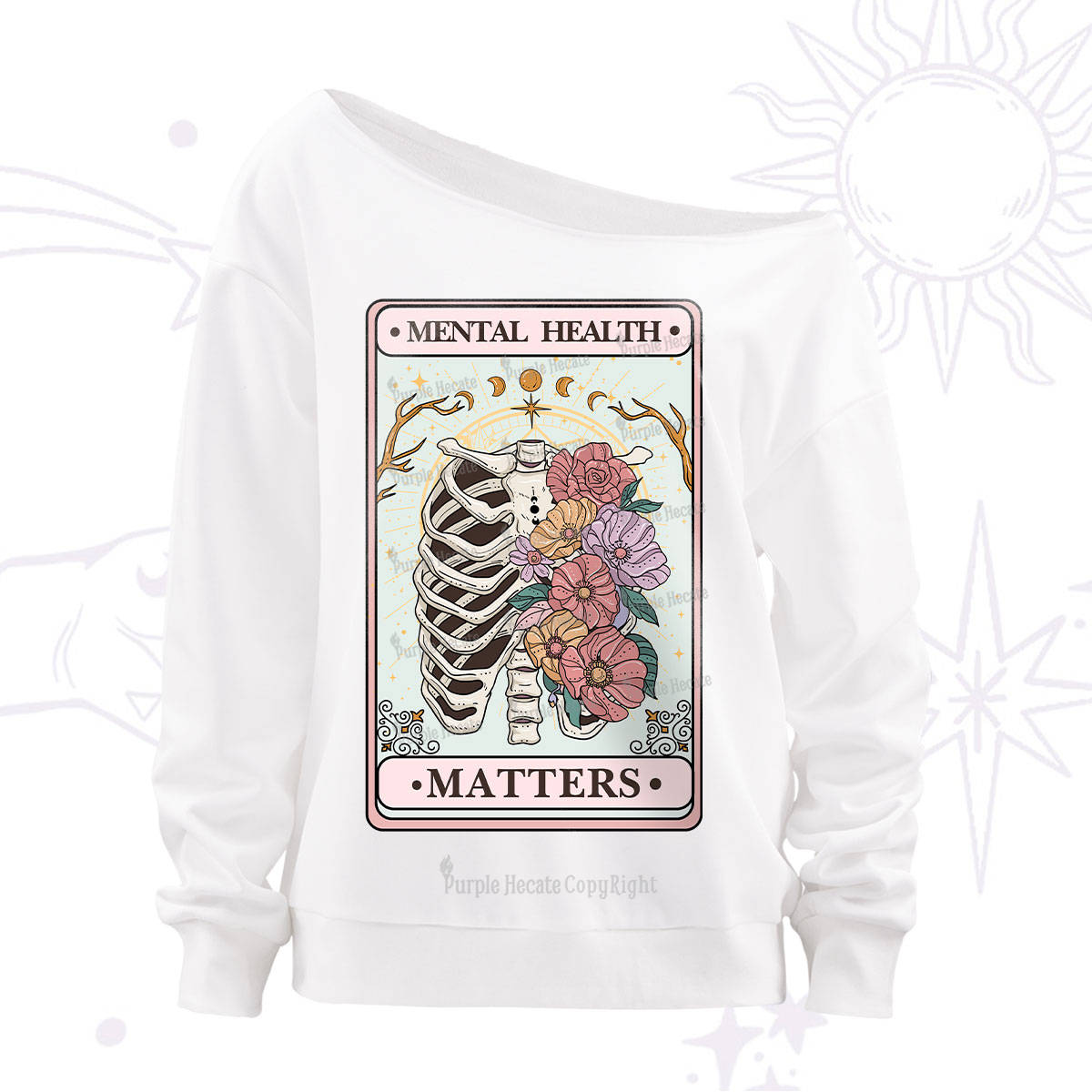 Purplehecate Mental Health Matters Off The Shoulder Sweatshirt