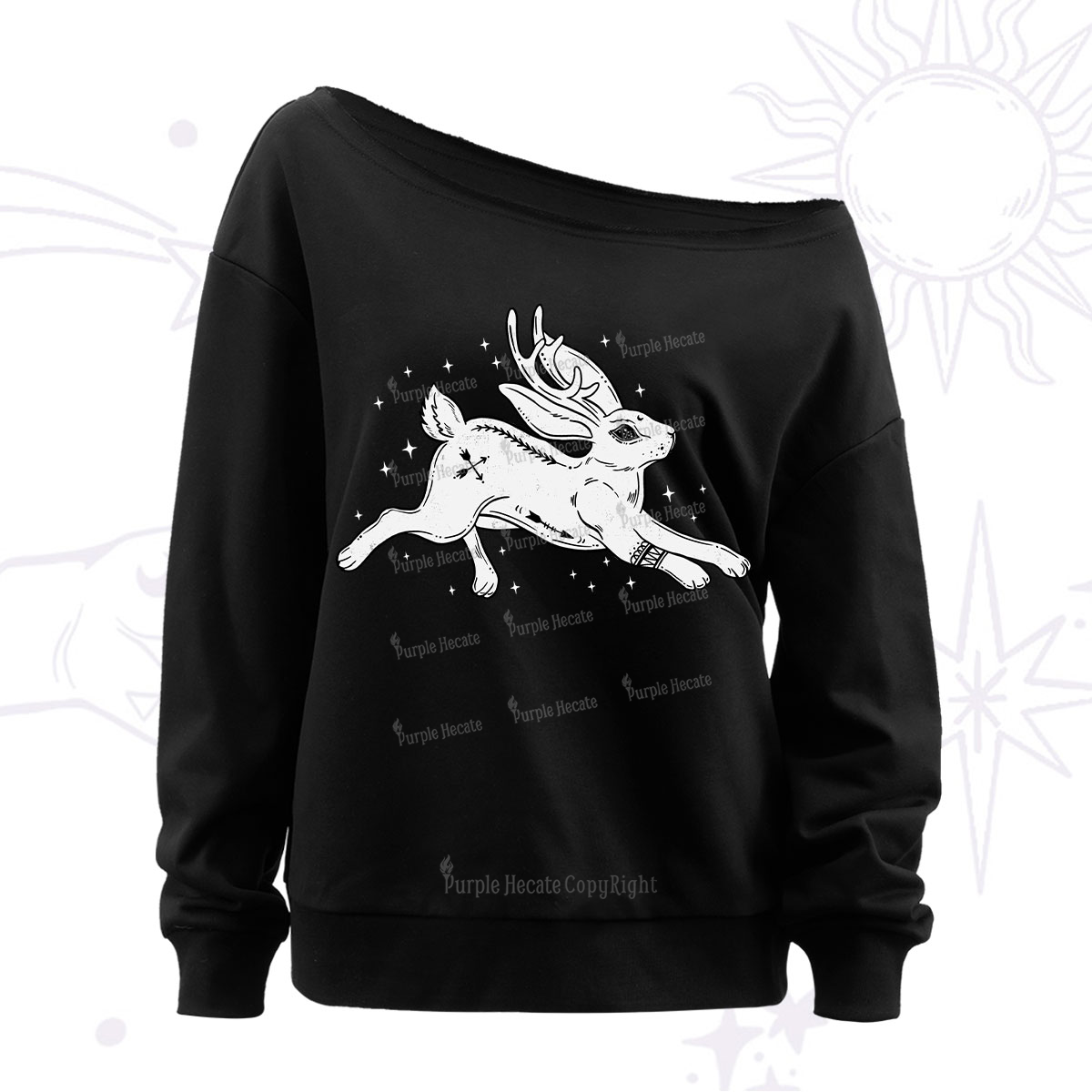 Purplehecate Starwitch Familiar Off The Shoulder Sweatshirt