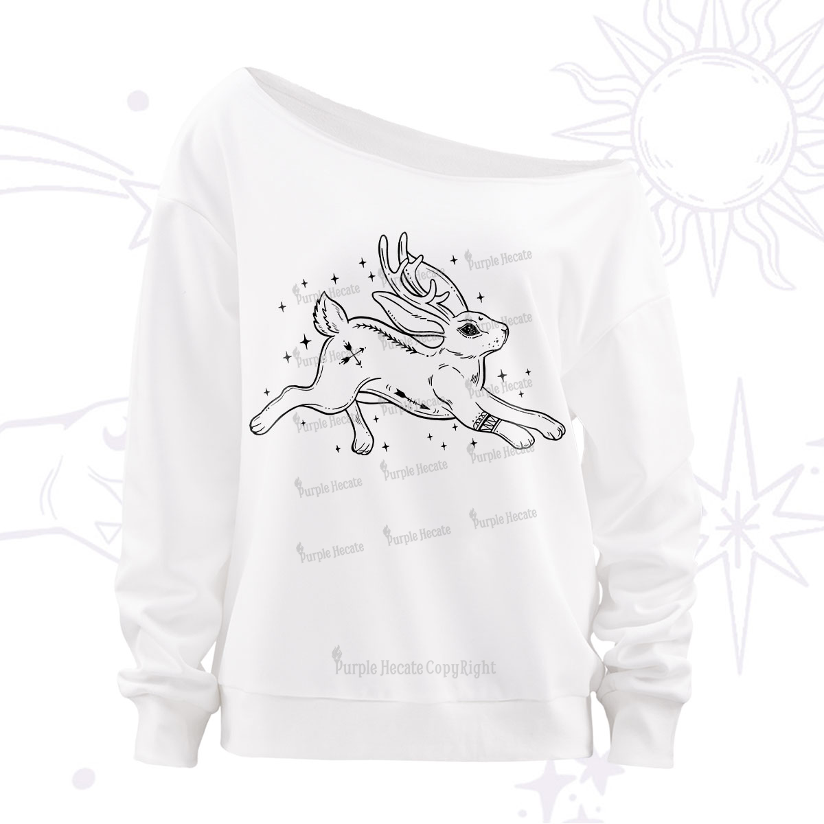 Purplehecate Starwitch Familiar Off The Shoulder Sweatshirt