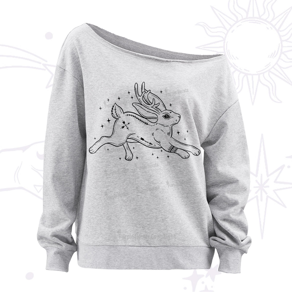 Purplehecate Starwitch Familiar Off The Shoulder Sweatshirt