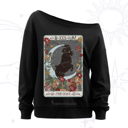 Purplehecate The Goat Tarot Card Off The Shoulder Sweatshirt