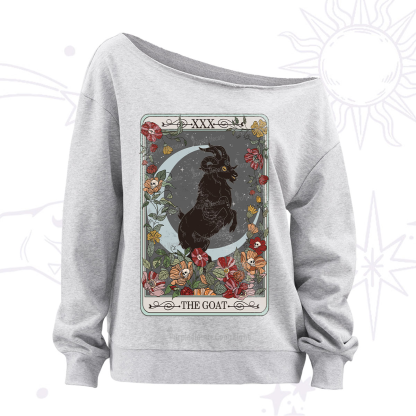 Purplehecate The Goat Tarot Card Off The Shoulder Sweatshirt