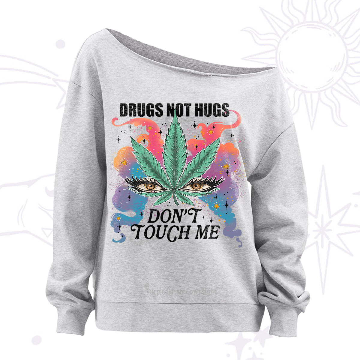 Purplehecate Drugs Not Hugs Off The Shoulder Sweatshirt