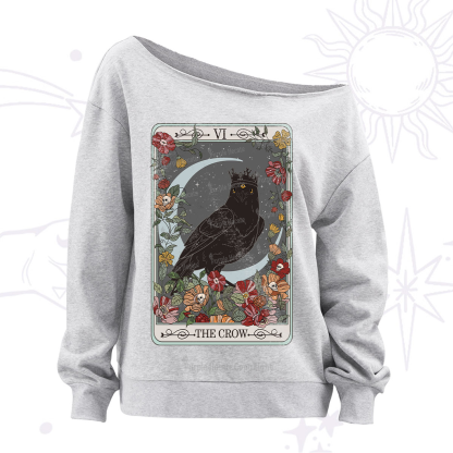 Purplehecate The Crow Tarot Card Off The Shoulder Sweatshirt