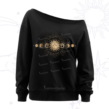 Purplehecate Mystical Moon And Sun Off The Shoulder Sweatshirt