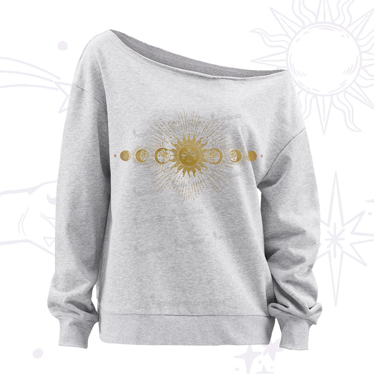 Purplehecate Mystical Moon And Sun Off The Shoulder Sweatshirt