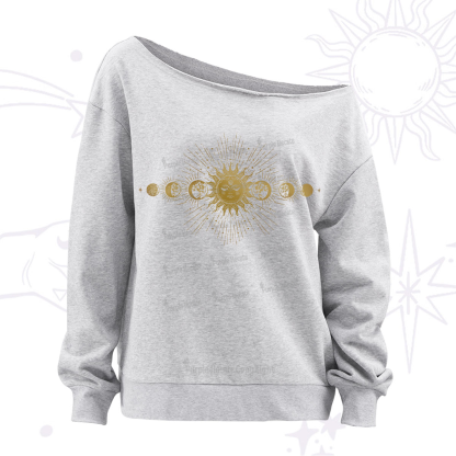 Purplehecate Mystical Moon And Sun Off The Shoulder Sweatshirt