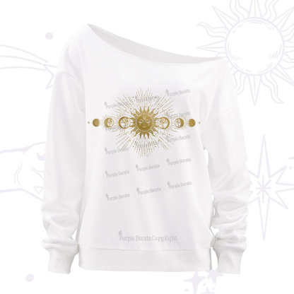 Purplehecate Mystical Moon And Sun Off The Shoulder Sweatshirt