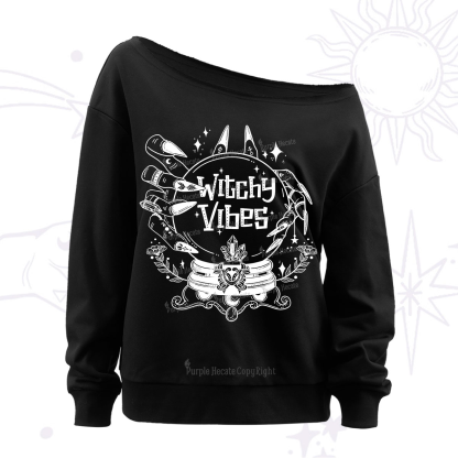 Purplehecate Witchy Vibes Off The Shoulder Sweatshirt