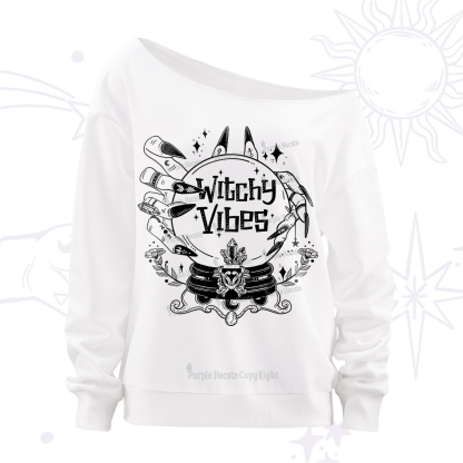 Purplehecate Witchy Vibes Off The Shoulder Sweatshirt