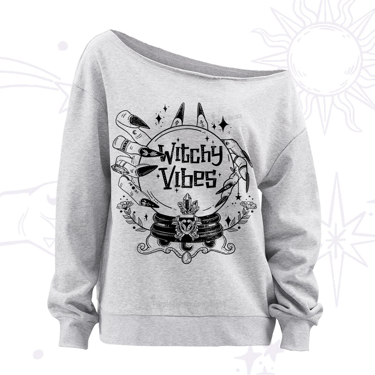 Purplehecate Witchy Vibes Off The Shoulder Sweatshirt