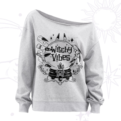 Purplehecate Witchy Vibes Off The Shoulder Sweatshirt