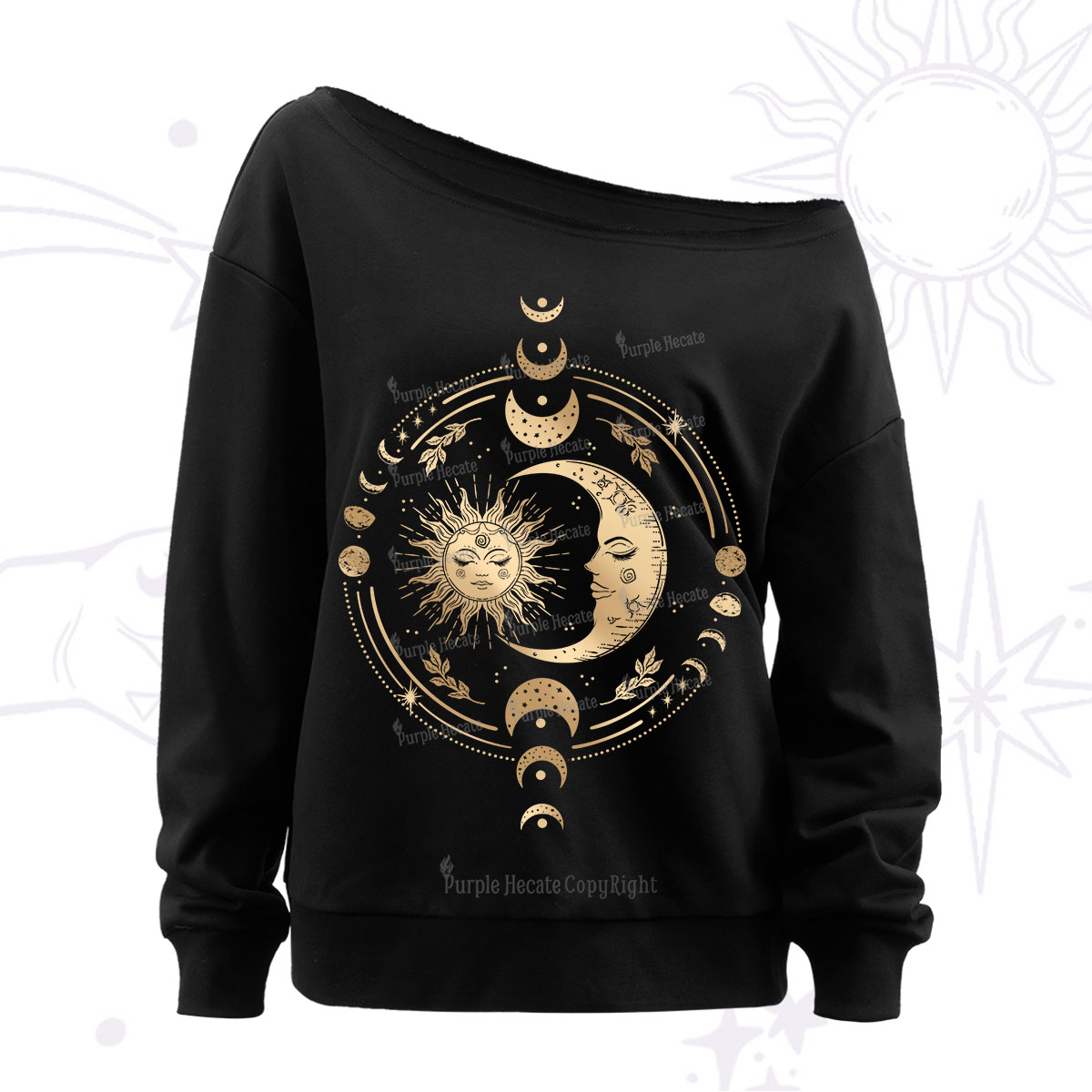 Purplehecate Celestial Sun and Moon Off The Shoulder Sweatshirt