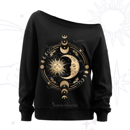 Purplehecate Celestial Sun and Moon Off The Shoulder Sweatshirt