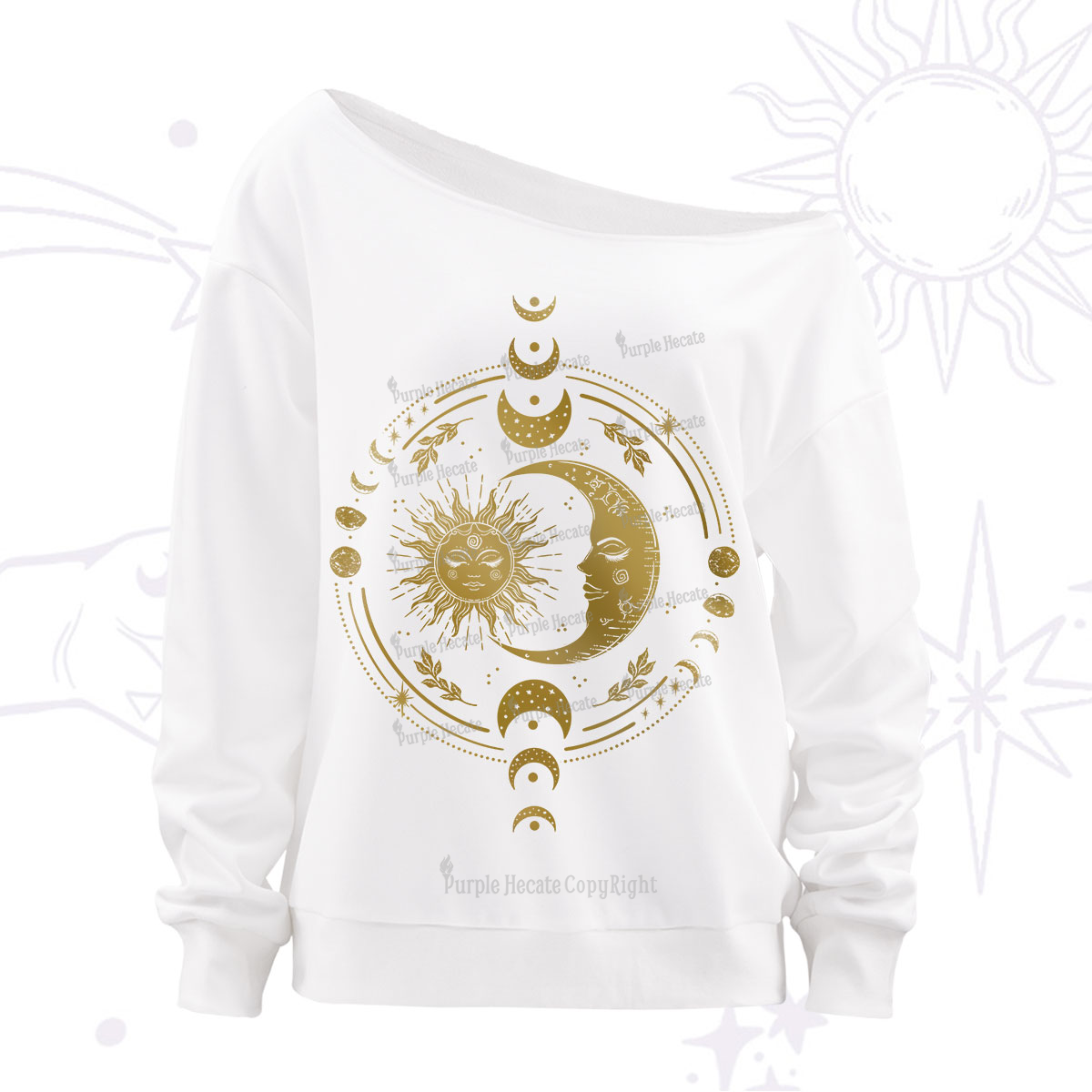 Purplehecate Celestial Sun and Moon Off The Shoulder Sweatshirt