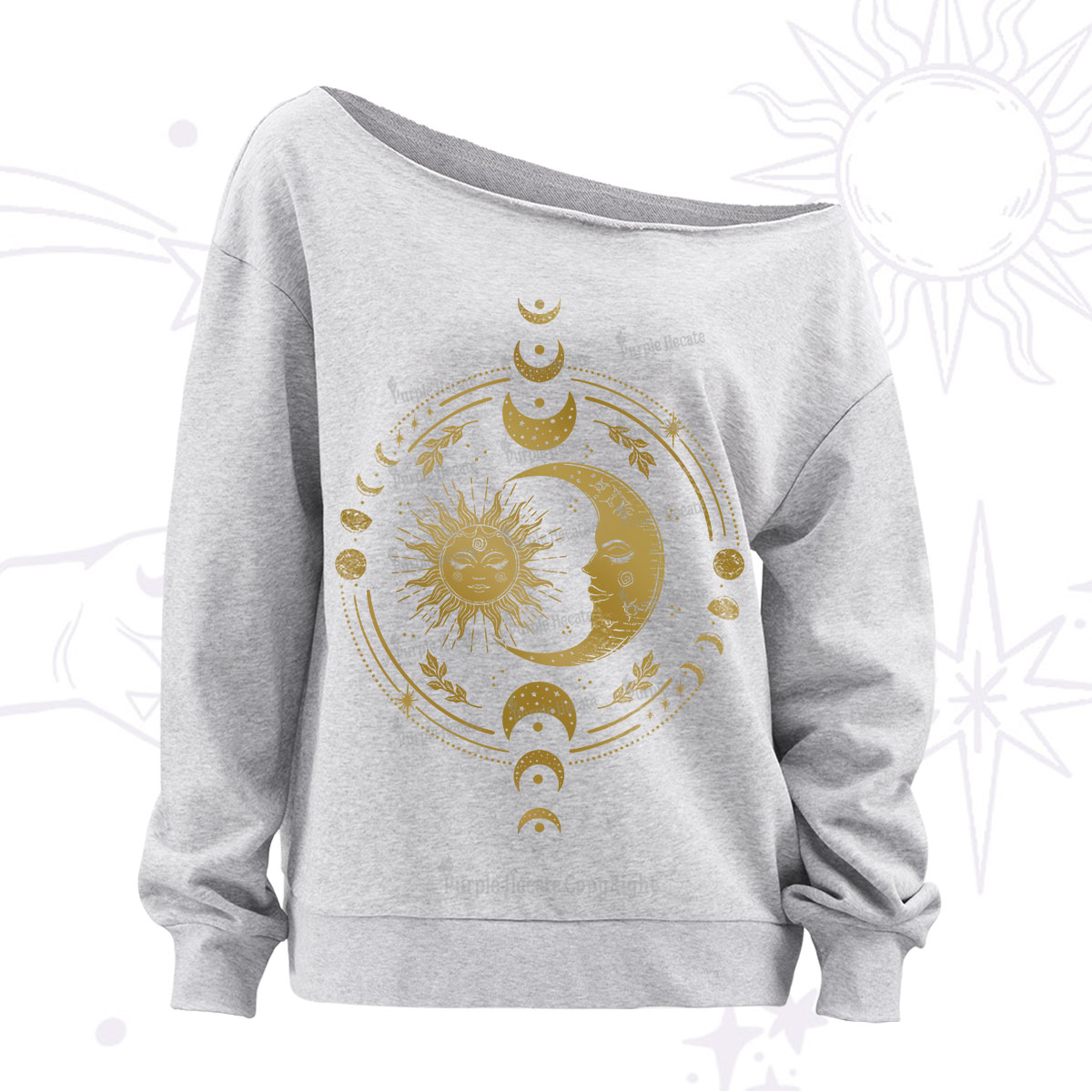 Purplehecate Celestial Sun and Moon Off The Shoulder Sweatshirt