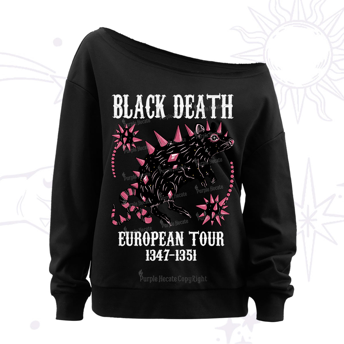 Purplehecate Black Death Off The Shoulder Sweatshirt
