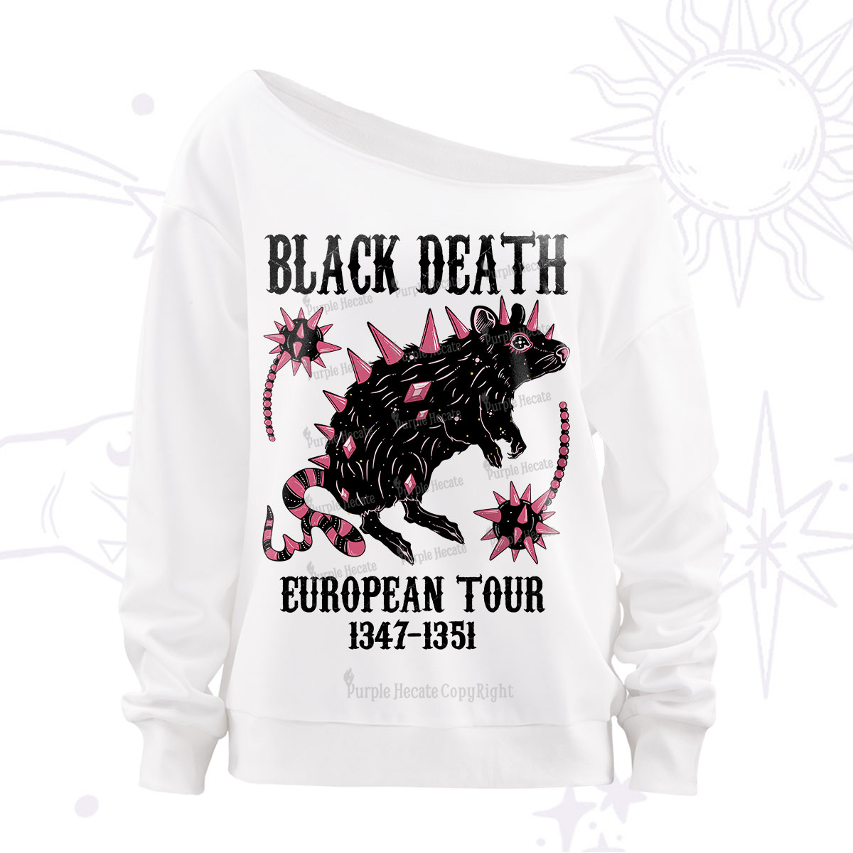 Purplehecate Black Death Off The Shoulder Sweatshirt
