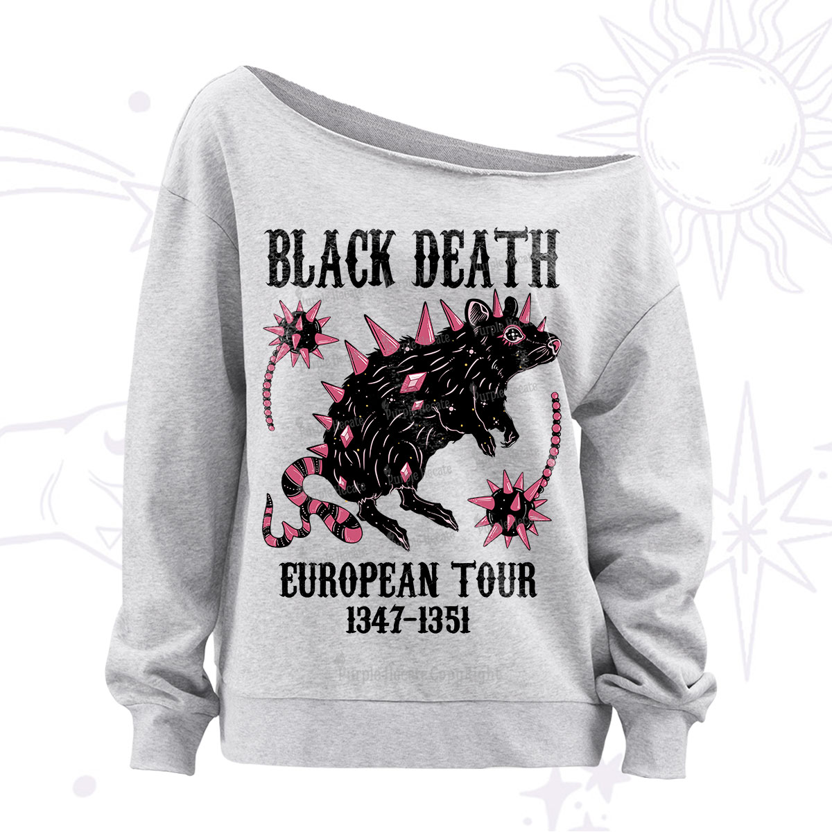 Purplehecate Black Death Off The Shoulder Sweatshirt