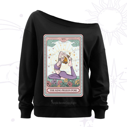 Purplehecate The King Pigeon Pose Tarot Card Off The Shoulder Sweatshirt