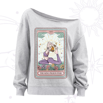 Purplehecate The King Pigeon Pose Tarot Card Off The Shoulder Sweatshirt