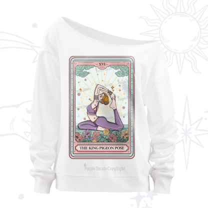 Purplehecate The King Pigeon Pose Tarot Card Off The Shoulder Sweatshirt