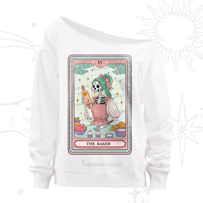 Purplehecate The Bakery Tarot Card Off The Shoulder Sweatshirt