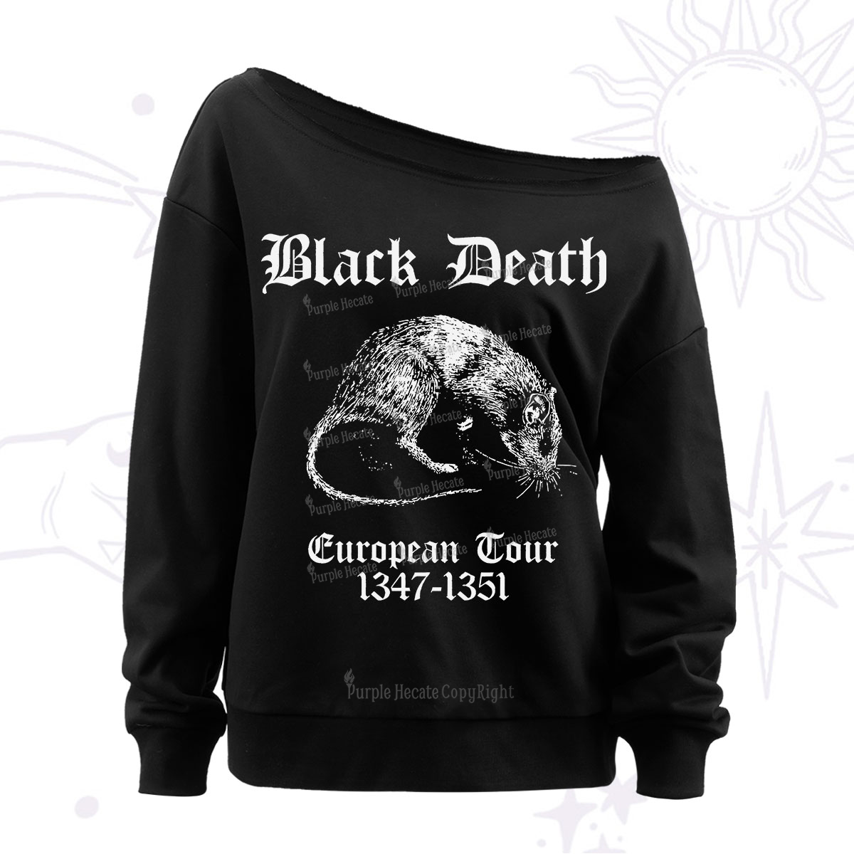 Purplehecate Black Death European Tour Off The Shoulder Sweatshirt