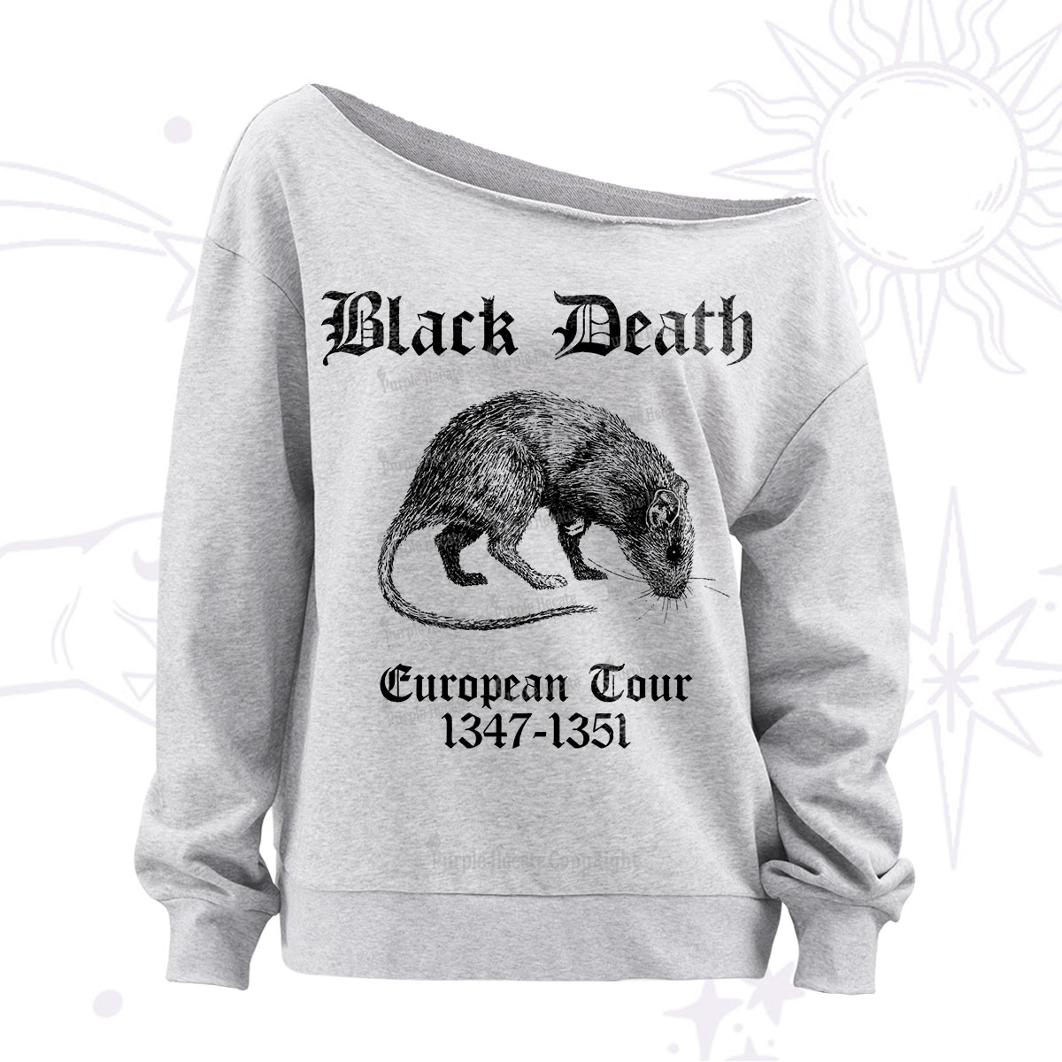Purplehecate Black Death European Tour Off The Shoulder Sweatshirt