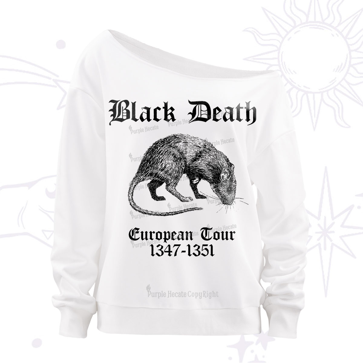 Purplehecate Black Death European Tour Off The Shoulder Sweatshirt