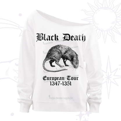Purplehecate Black Death European Tour Off The Shoulder Sweatshirt