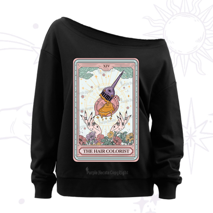 Purplehecate The Hail Colorist Tarot Card Off The Shoulder Sweatshirt