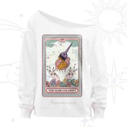 Purplehecate The Hail Colorist Tarot Card Off The Shoulder Sweatshirt