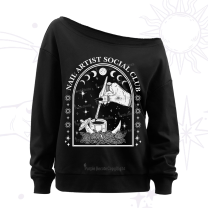 Purplehecate Nail Artist Club Collective Off The Shoulder Sweatshirt