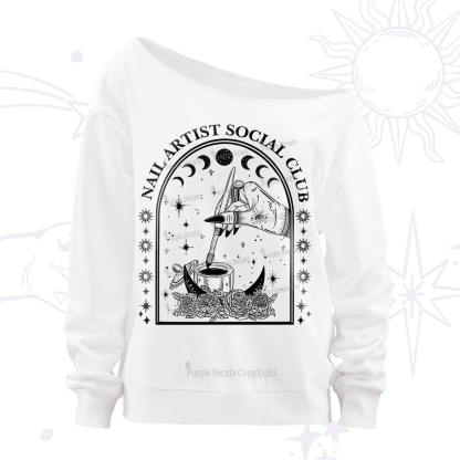 Purplehecate Nail Artist Club Collective Off The Shoulder Sweatshirt
