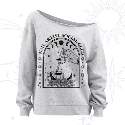 Purplehecate Nail Artist Club Collective Off The Shoulder Sweatshirt