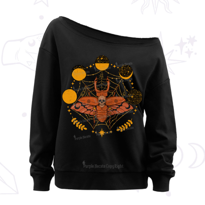 Purplehecate Lunar Web Death Beetle Off The Shoulder Sweatshirt