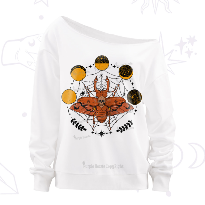 Purplehecate Lunar Web Death Beetle Off The Shoulder Sweatshirt