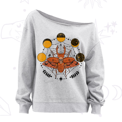 Purplehecate Lunar Web Death Beetle Off The Shoulder Sweatshirt