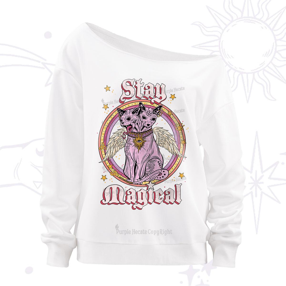 Purplehecate Stay Magical Off The Shoulder Sweatshirt