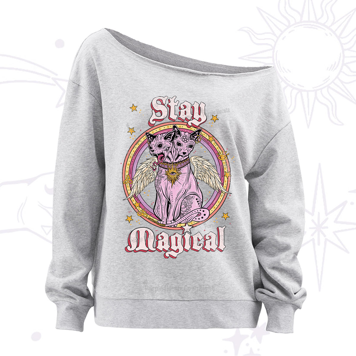Purplehecate Stay Magical Off The Shoulder Sweatshirt