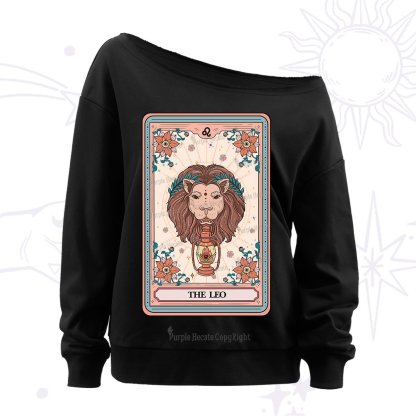 Purplehecate The Leo Tarot Card Off The Shoulder Sweatshirt